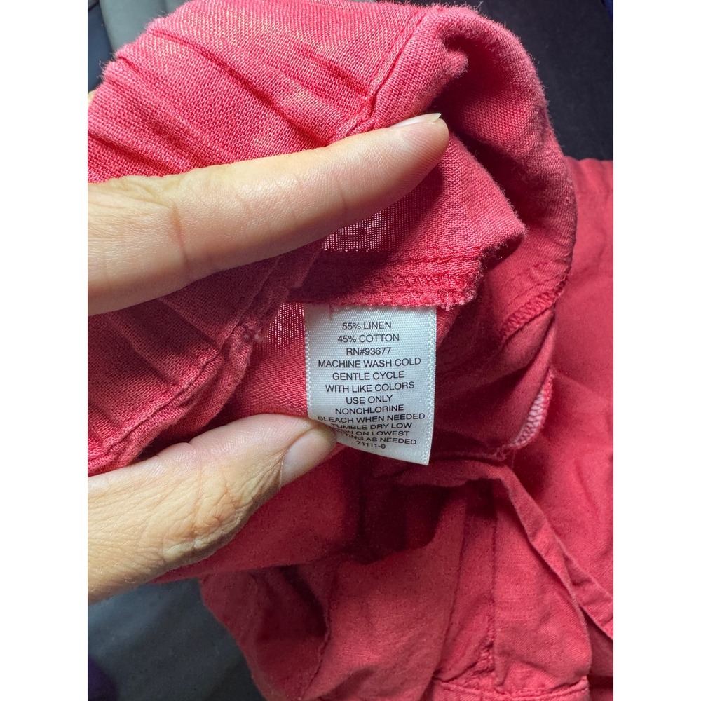 Liz Claiborne Pink Linen Blend Elastic Waist Drawstring Straight Leg Pants Small - Picture 8 of 8